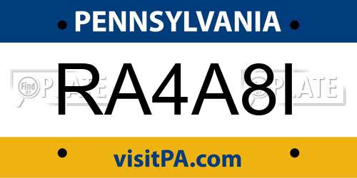 RA4A8I Pennsylvania License Plate