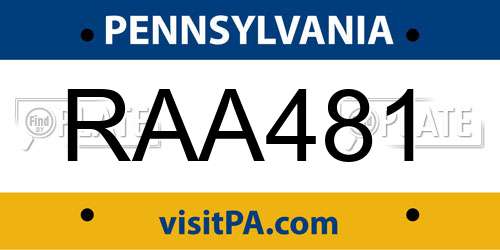 RAA481 Pennsylvania License Plate