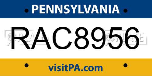 RAC8956 Pennsylvania License Plate