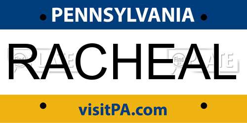 RACHEAL Pennsylvania License Plate