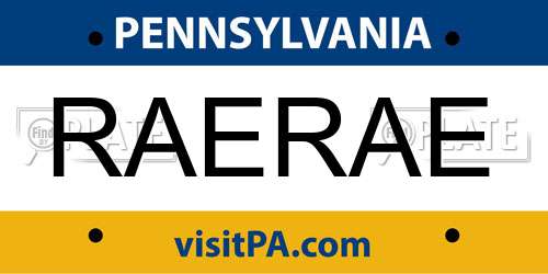RAERAE Pennsylvania License Plate