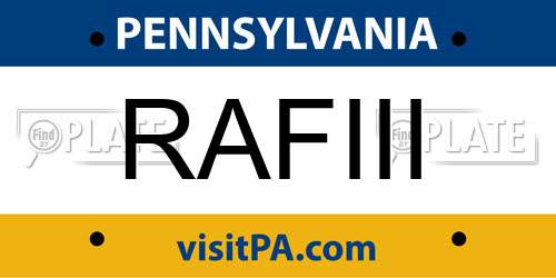 RAFIII Pennsylvania License Plate