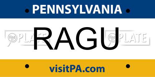 RAGU Pennsylvania License Plate