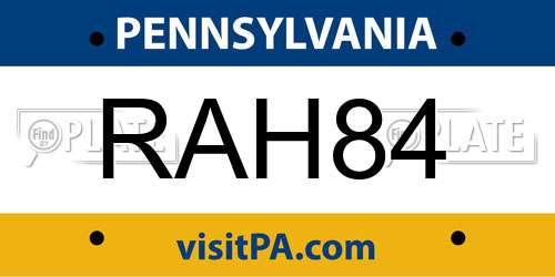 RAH84 Pennsylvania License Plate