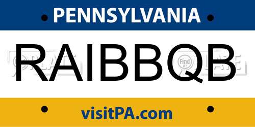 RAIBBQB Pennsylvania License Plate