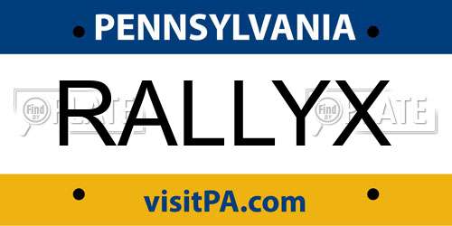 RALLYX Pennsylvania License Plate