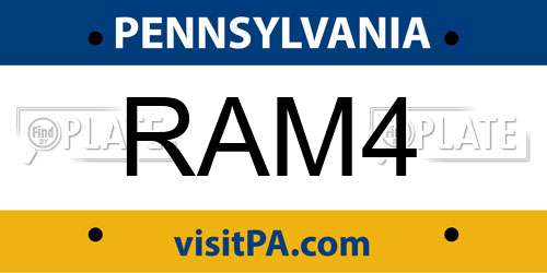 RAM4 Pennsylvania License Plate