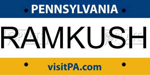 RAMKUSH Pennsylvania License Plate