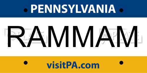 RAMMAM Pennsylvania License Plate