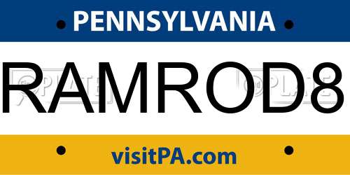 RAMROD8 Pennsylvania License Plate