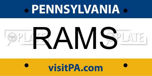 RAMS Pennsylvania License Plate