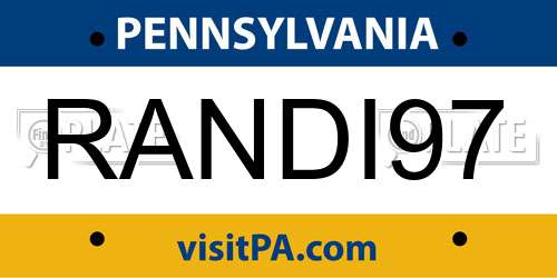 RANDI97 Pennsylvania License Plate