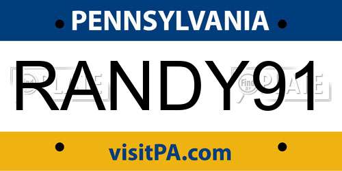 RANDY91 Pennsylvania License Plate