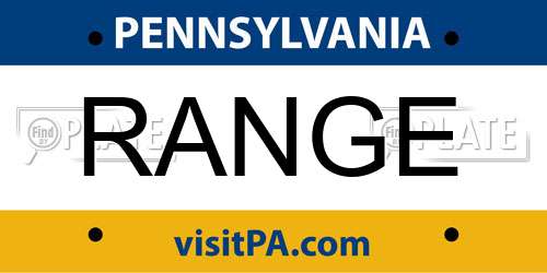 RANGE Pennsylvania License Plate