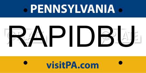 RAPIDBU Pennsylvania License Plate