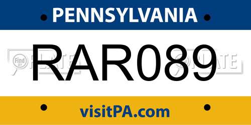 RAR089 Pennsylvania License Plate