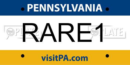 RARE1 Pennsylvania License Plate