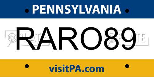 RARO89 Pennsylvania License Plate