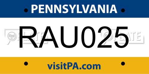RAU025 Pennsylvania License Plate