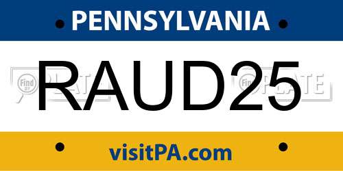 RAUD25 Pennsylvania License Plate