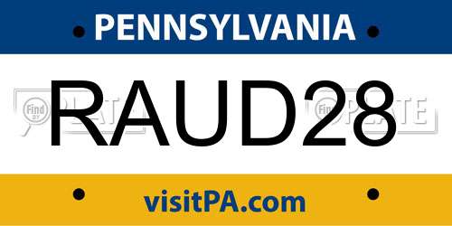 RAUD28 Pennsylvania License Plate