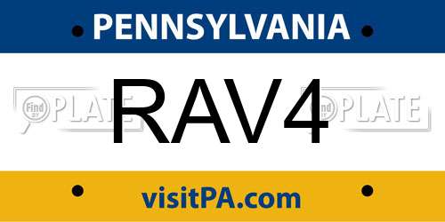 RAV4 Pennsylvania License Plate