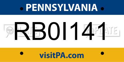 RB0I141 Pennsylvania License Plate