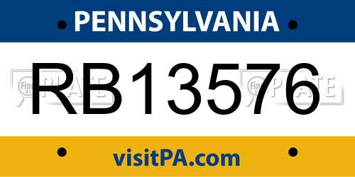 RB13576 Pennsylvania License Plate