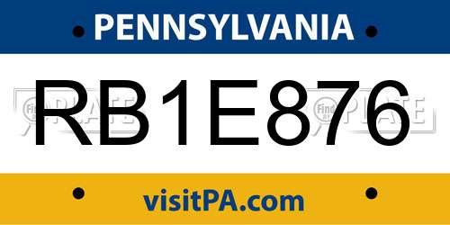 RB1E876 Pennsylvania License Plate