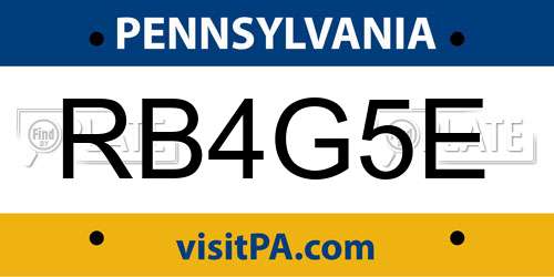 RB4G5E Pennsylvania License Plate