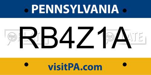 RB4Z1A Pennsylvania License Plate