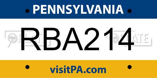 RBA214 Pennsylvania License Plate