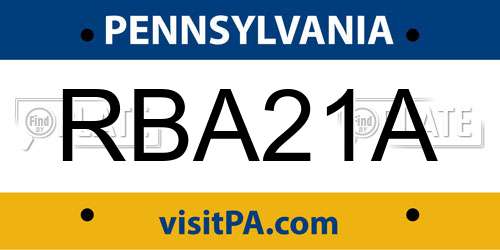 RBA21A Pennsylvania License Plate