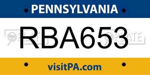 RBA653 Pennsylvania License Plate