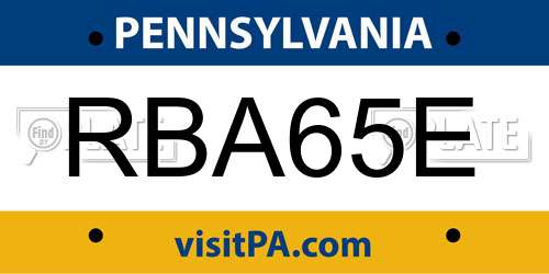 RBA65E Pennsylvania License Plate