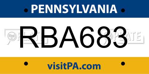 RBA683 Pennsylvania License Plate