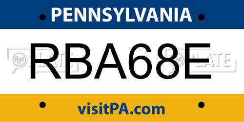RBA68E Pennsylvania License Plate