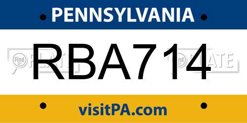RBA714 Pennsylvania License Plate