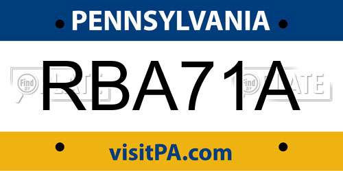 RBA71A Pennsylvania License Plate