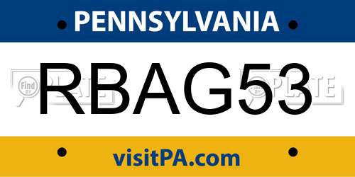 RBAG53 Pennsylvania License Plate