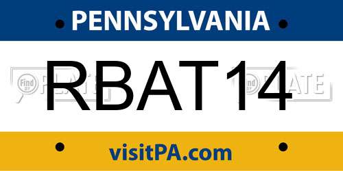 RBAT14 Pennsylvania License Plate