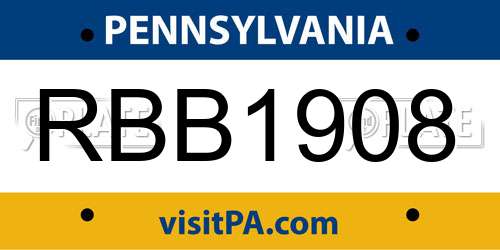 RBB1908 Pennsylvania License Plate