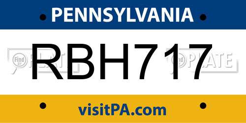 RBH717 Pennsylvania License Plate