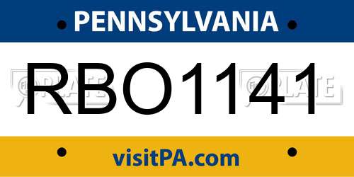 RBO1141 Pennsylvania License Plate