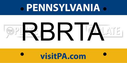 RBRTA Pennsylvania License Plate