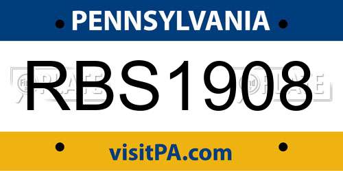 RBS1908 Pennsylvania License Plate