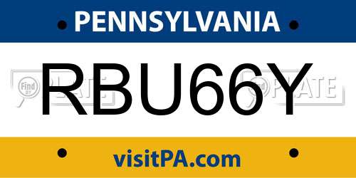 RBU66Y Pennsylvania License Plate