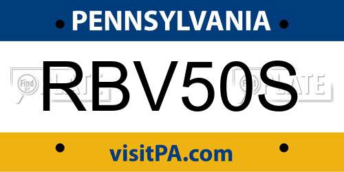 RBV50S Pennsylvania License Plate