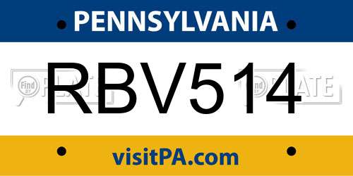 RBV514 Pennsylvania License Plate