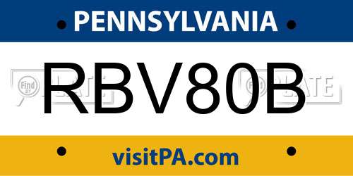 RBV80B Pennsylvania License Plate